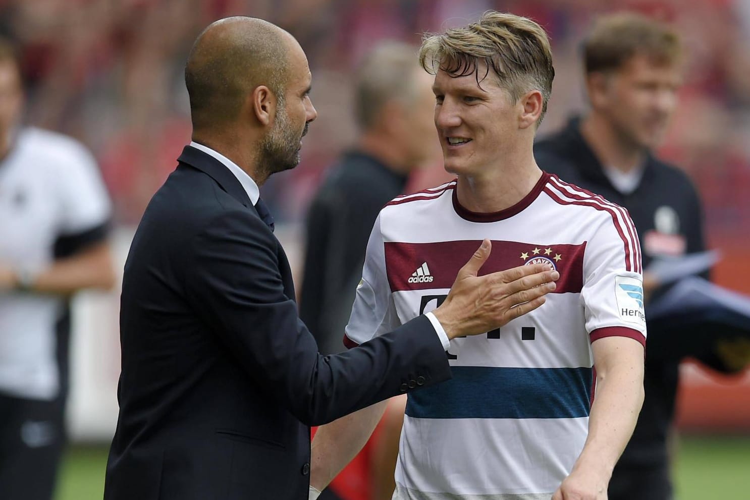Arbeiten Pep Guardiola (li.) und Bastian Schweinsteiger weiter zusammen?