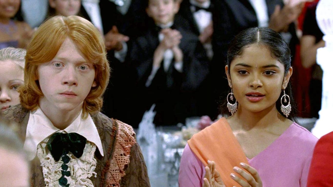 Afshan Azad alias Padma Patil an der Seite von Rupert Grint alias Ron Weasley in "Harry Potter und der Feuerkelch" (2005).