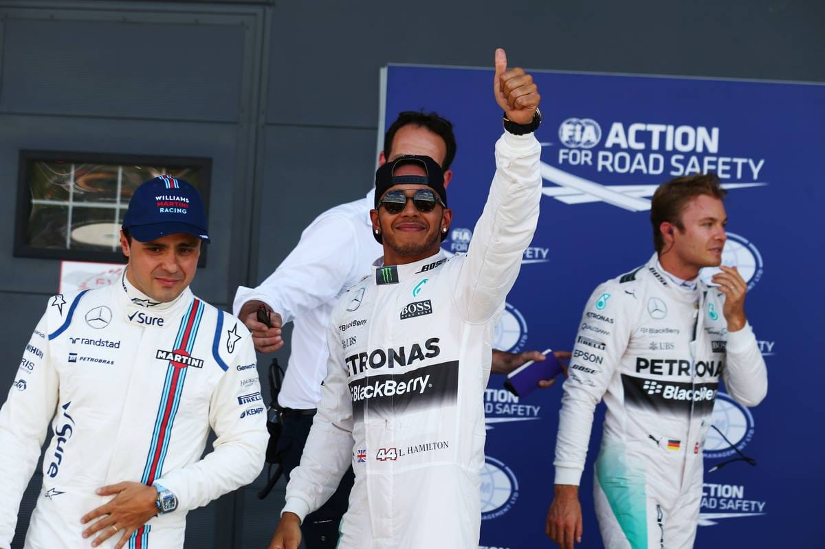 Die Top drei im Qualifying: Lewis Hamilton (Mitte), Nico Rosberg (re.) und Felipe Massa.