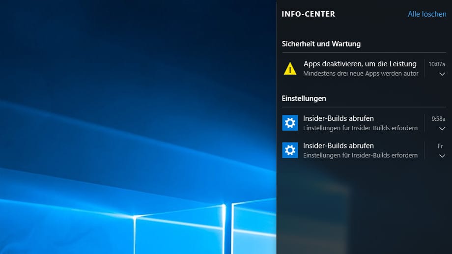 Social Media hält Einzug: Über das Actioncenter von Windows 10 können Nutzer schneller auf benutzte Webdienste zugreifen.