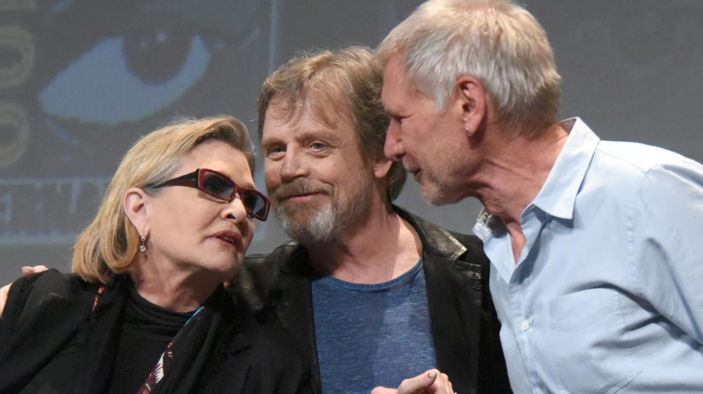 Treffen der "Stars Wars"-Ikonen bei der Comic-Con-Messe: Carrie Fisher, Mark Hamill und Harrison Ford (v. li. n. re.).