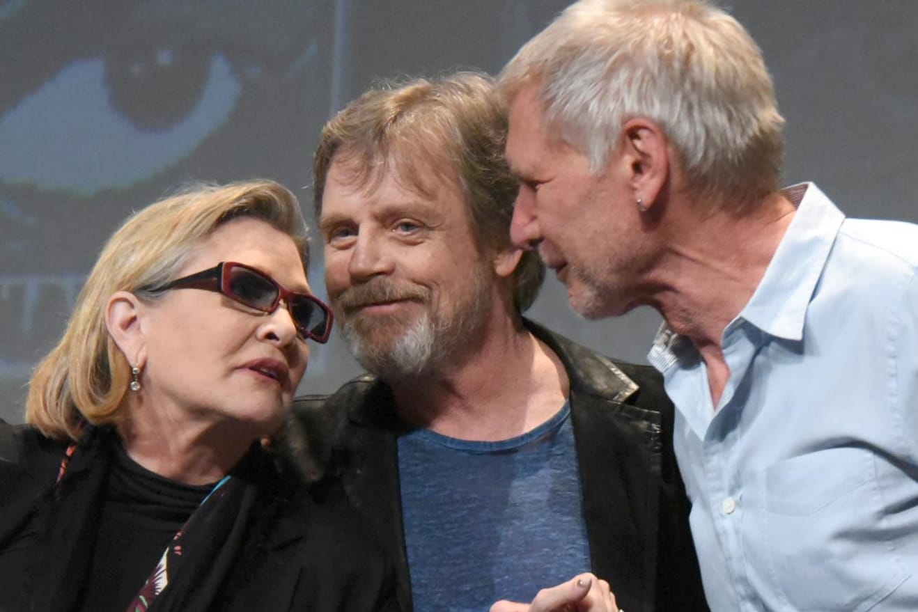 Treffen der "Stars Wars"-Ikonen bei der Comic-Con-Messe: Carrie Fisher, Mark Hamill und Harrison Ford (v. li. n. re.).