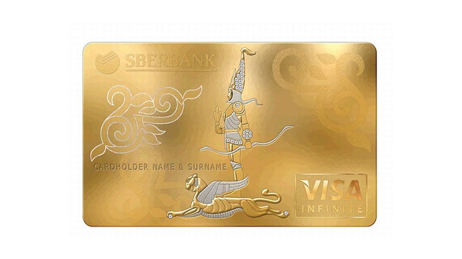 Die VISA Infinite aus dem Hause Sberbank ist die einzige Karte aus reinem Gold. Die Voraussetzung für diese Karte ist eine Zahlung in Höhe von 100.000 Dollar zu tätigen sowie 2000 Dollar Jahresgebühr.