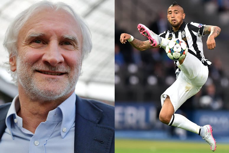 Arturo Vidal (re.) spielte von 2007 bis 2011 bei Bayer Leverkusen unter Rudi Völler als Sportchef.