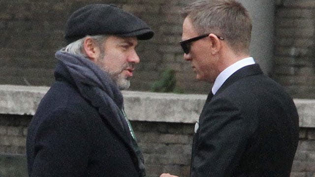 Sam Mendes und Daniel Craig bei den Dreharbeiten zum Bond-Film "Spectre" in Rom.