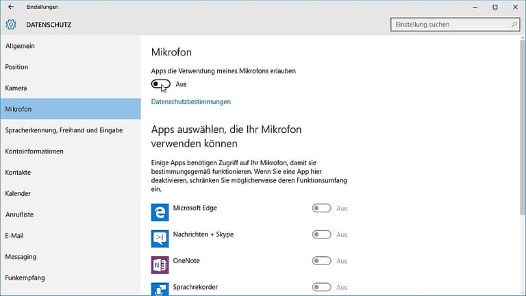 Mikrofon in Windows 10 ausschalten