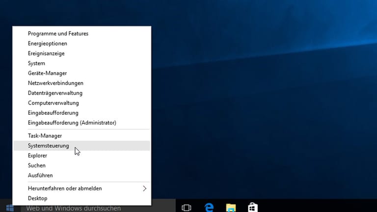 Admin-Menü von Windows 10