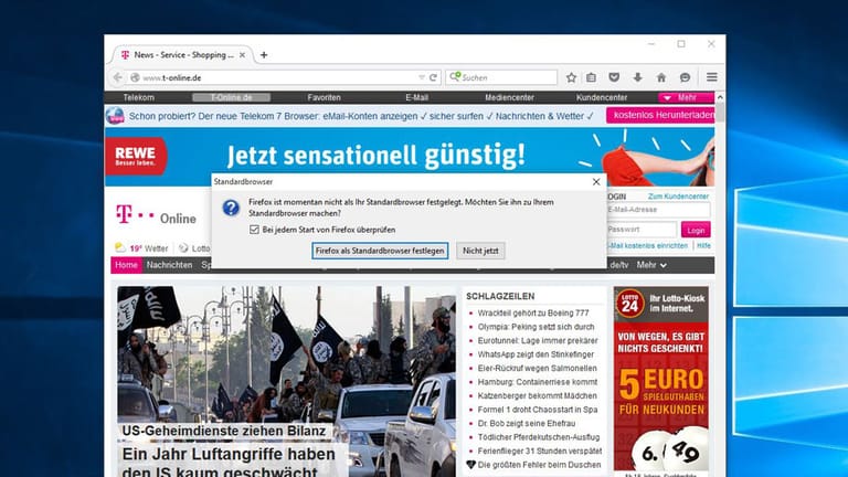 Nach dem Upgrade auf Windows 10 ist Microsoft Edge der Standardbrowser. Wer seinen früheren Standardbrowser wie etwa Browser 7.0 oder Firefox aufruft, muss seine Browser-Wahl daher nochmals bestätigen. Mit einem Mausklick ist es jetzt allerdings nicht mehr getan.