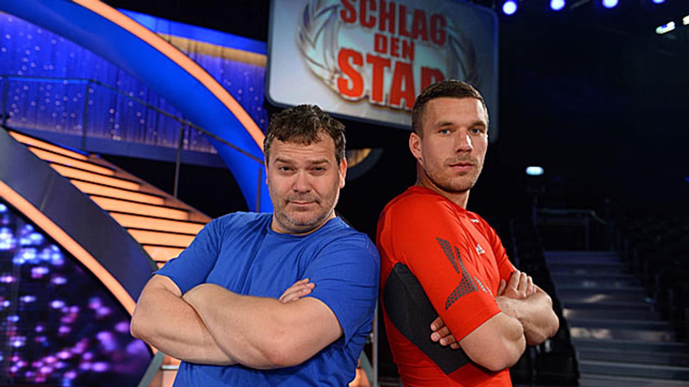 Fußball-Weltmeister Lukas Podolski will es Elton bei "Schlag den Star" zeigen.