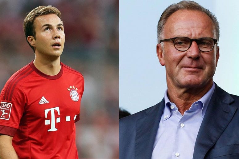 Karl-Heinz Rummenigge (re.) holte Mario Götze im Sommer 2013 zum FC Bayern.