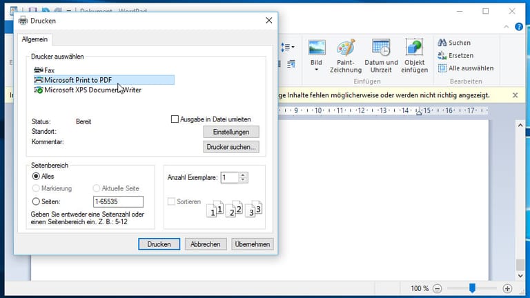 Windows 10 Tipp: Dokumente in PDF umwandeln