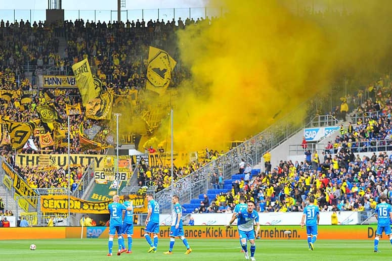 Der BVB-Block beim jüngsten Aufeinandertreffen der Borussia mit der TSG 1899 in der Hoffenheimer Arena.