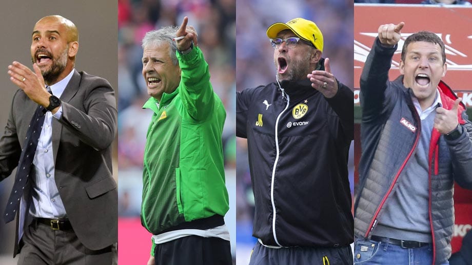 Trainiert Pep Guardiola (li.) auch 2016 den FC Bayern? Mit Lucien Favre (2.v.li.), Jürgen Klopp (3.v.li.) oder Markus Weinzierl (re.) gibt es illustre Nachfolge-Kandidaten. Trainiert Pep Guardiola (li.) auch 2016 den FC Bayern? Mit Lucien Favre (2.v.li.), Jürgen Klopp (3.v.li.) oder Markus Weinzierl (re.) gibt es illustre Nachfolge-Kandidaten.