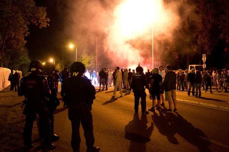 In Heidenau bei Dresden kam es am Freitag Abend zu Ausschreitungen.