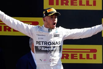 Lewis Hamilton bejubelt seinen souveränen Sieg in Monza.