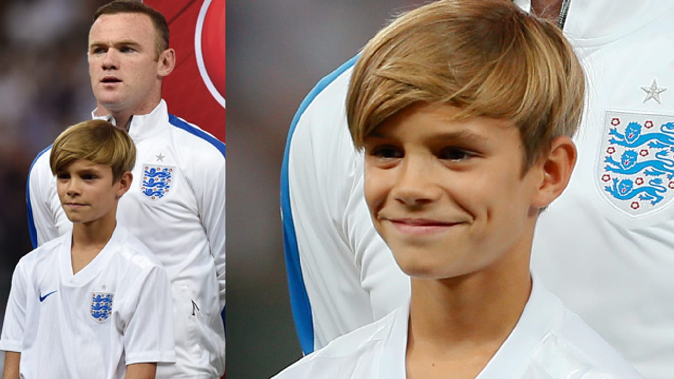 Romeo Beckham als Maskottchen der englischen Nationalmannschaft.