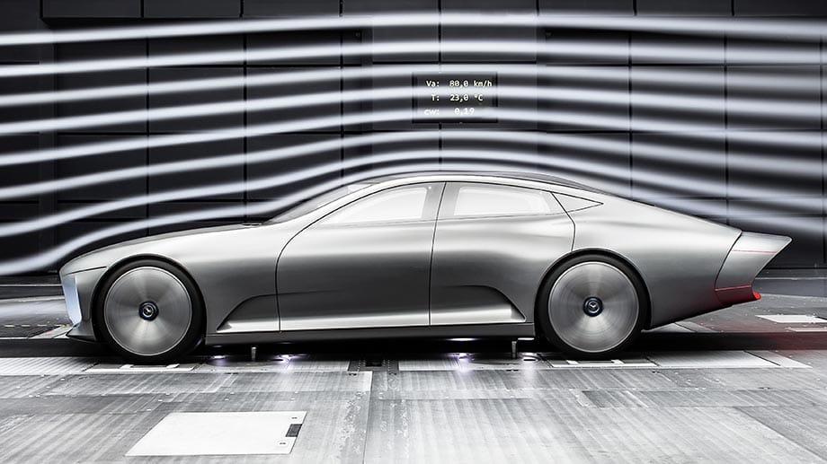 Mit der neuen Designstudie "Concept Intelligent Aerodynamik Automobiles" demonstriert Mercedes, wie man den cW-Wert eines viertürigen Viersitzers erstmals unter den Grenzwert von 0,2 drücken kann.