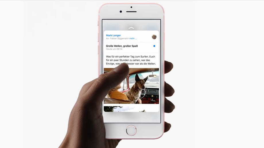 Apple stellte mit dem iPhone 6s auch die neue Force Touch-Technik "3D Touch" vor, mit der der Nutzer neue Bedienfunktionen bekommt.