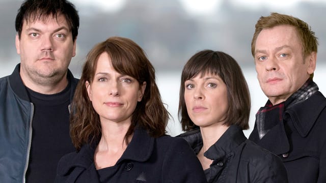 Die "Polizeiruf 110"-Kommissare aus Rostock und Magdeburg v.l.: Bukow (Charly Hübner), Brasch (Claudia Michelsen), König (Anneke Kim Sarnau) und Drexler (Sylvester Groth).