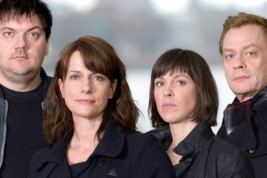 Die "Polizeiruf 110"-Kommissare aus Rostock und Magdeburg v.l.: Bukow (Charly Hübner), Brasch (Claudia Michelsen), König (Anneke Kim Sarnau) und Drexler (Sylvester Groth).