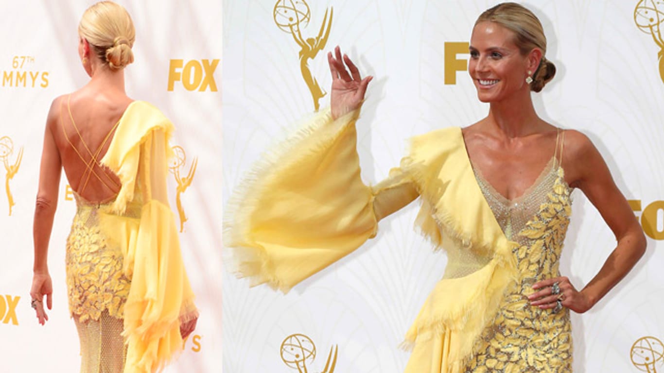 Heidi Klum sorgt mit ihrem Versace-Kleid für Diskussionsstoff.