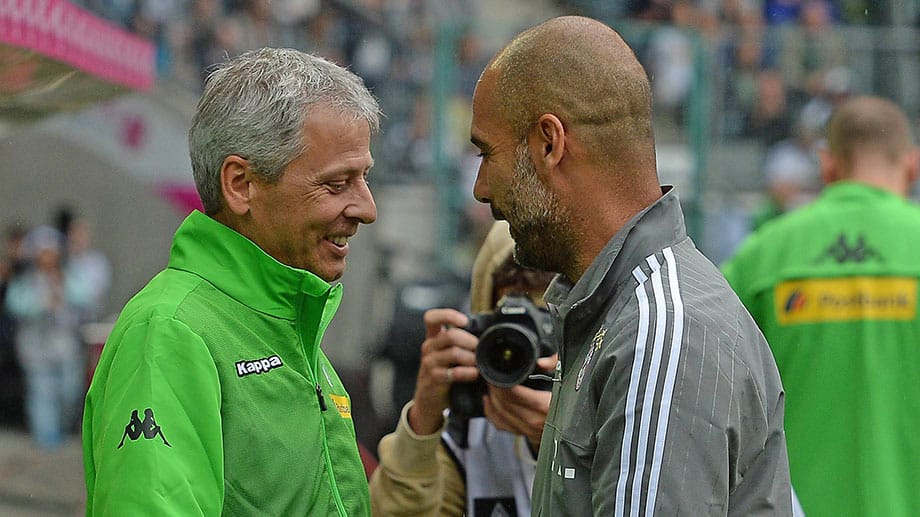 Respektvoller Umgang: Lucien Favre und Pep Guardiola beim Telekom Cup im Sommer dieses Jahres.