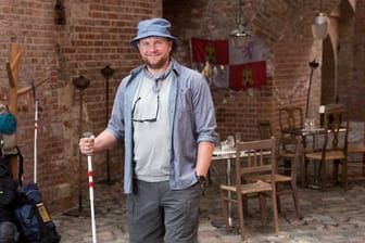 Devid Striesow bei den Dreharbeiten zu "Ich bin dann mal weg".