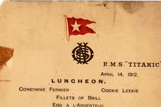 First-Class-Menu anno 1912: Das gab's zum letzten Mittagessen auf der "Titanic".