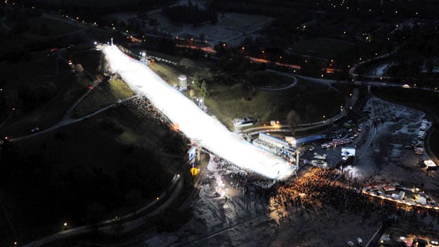 Die Rennstrecke des Parallel-Slalom-Weltcups im Olympiapark in München.