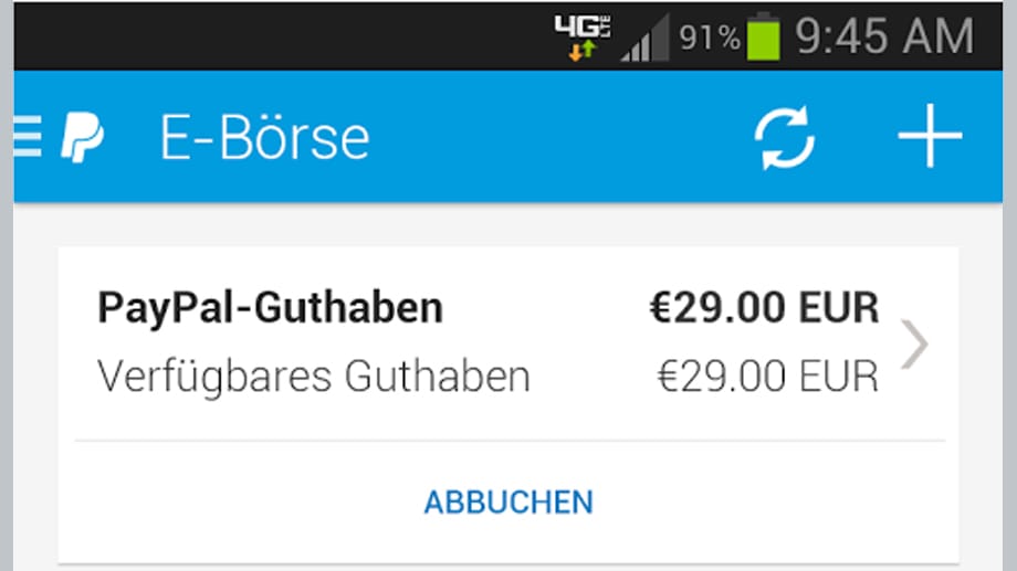 Übersicht von PayPal-Guthaben