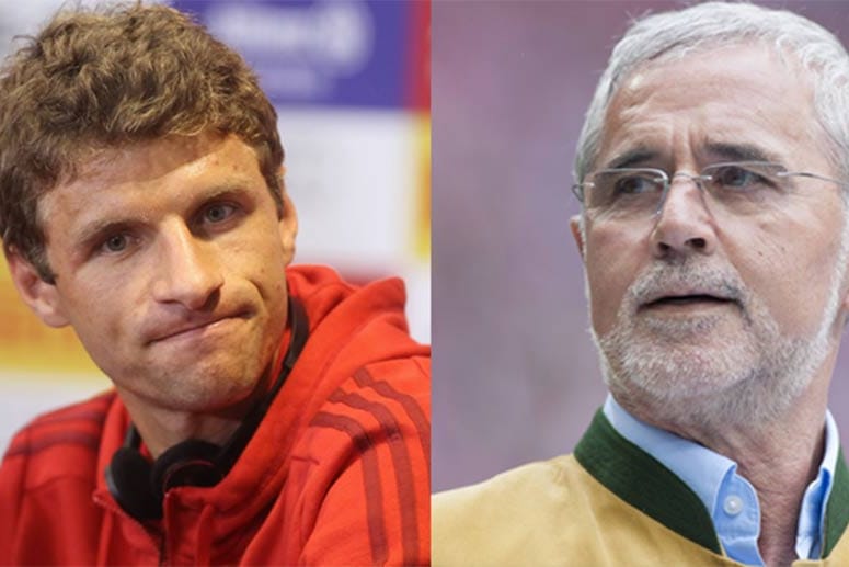 Thomas Müller (links) ist tief betroffen über die Demenz-Erkrankung seines Vorbildes Gerd Müller.