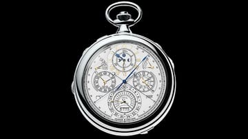 Die "Referenz 57260" von Vacheron Constantin ist derzeit wohl die komplizierteste Uhr der Welt. 57 Komplikationen bietet die Taschenuhr. Hier ist die Frontseite der Uhr zu sehen.