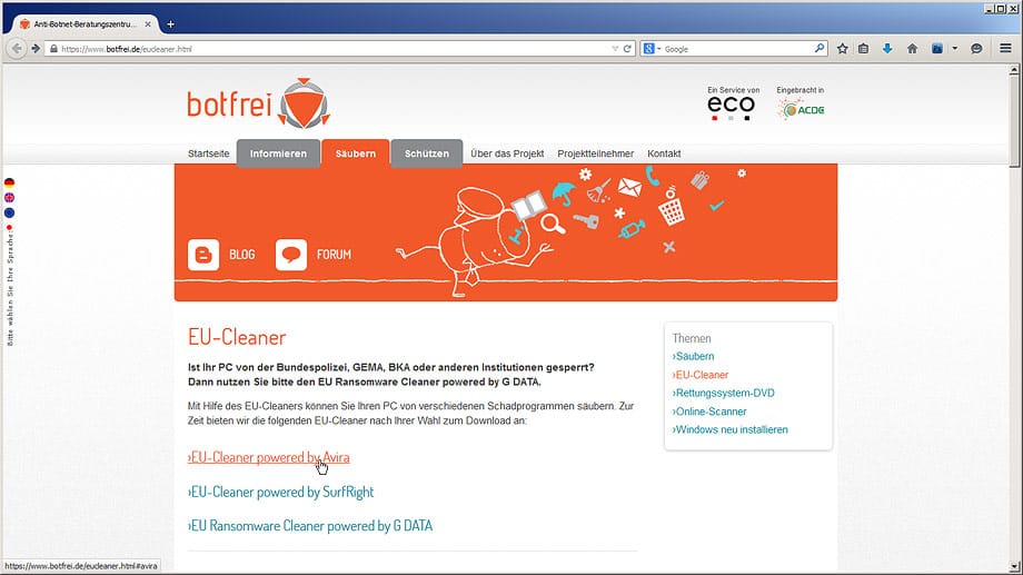EU-Cleaner-Download auf Botfrei.de