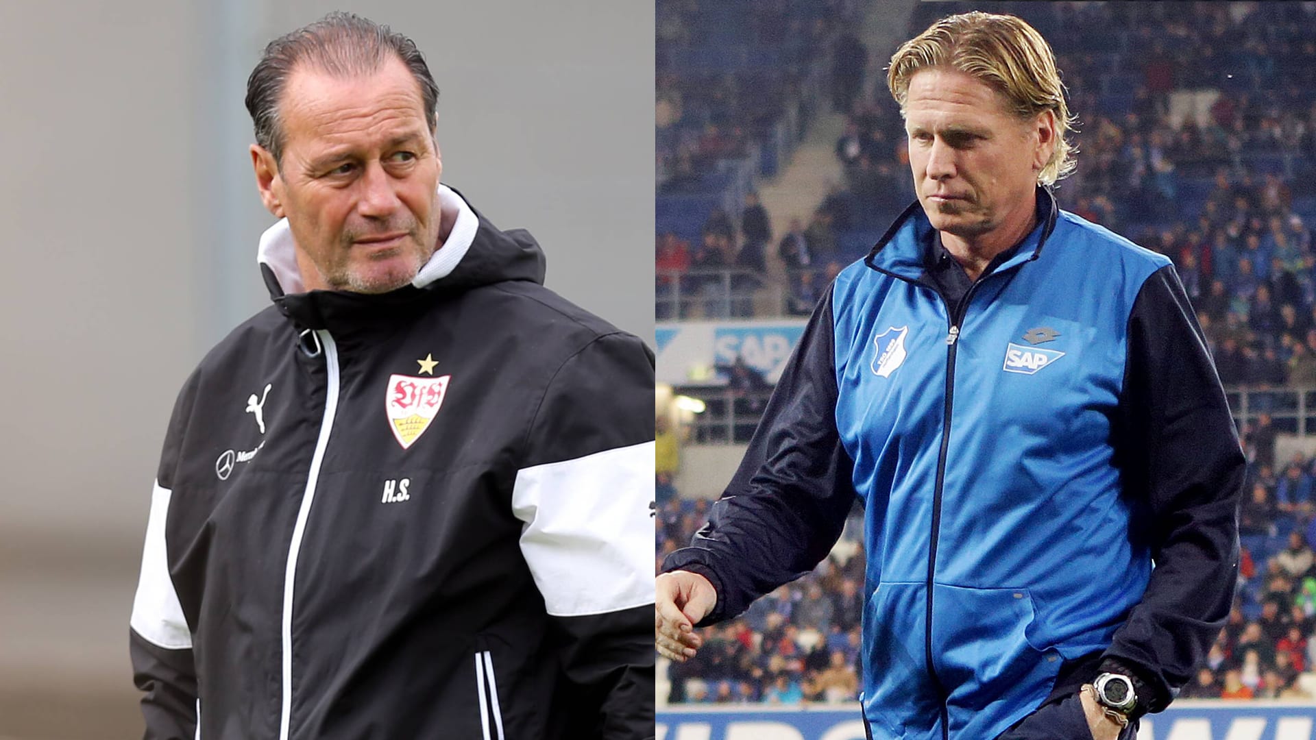 Trainerwechsel bei der TSG Hoffenheim: Huub Stevens (li.) kommt, Markus Gisdol muss gehen. Trainerwechsel bei der TSG Hoffenheim: Huub Stevens (li.) kommt, Markus Gisdol muss gehen.