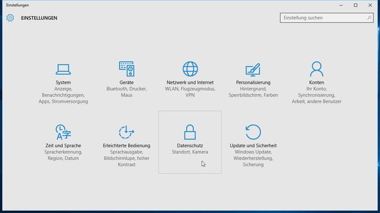 Datenschutz-Optionen in Windows 10