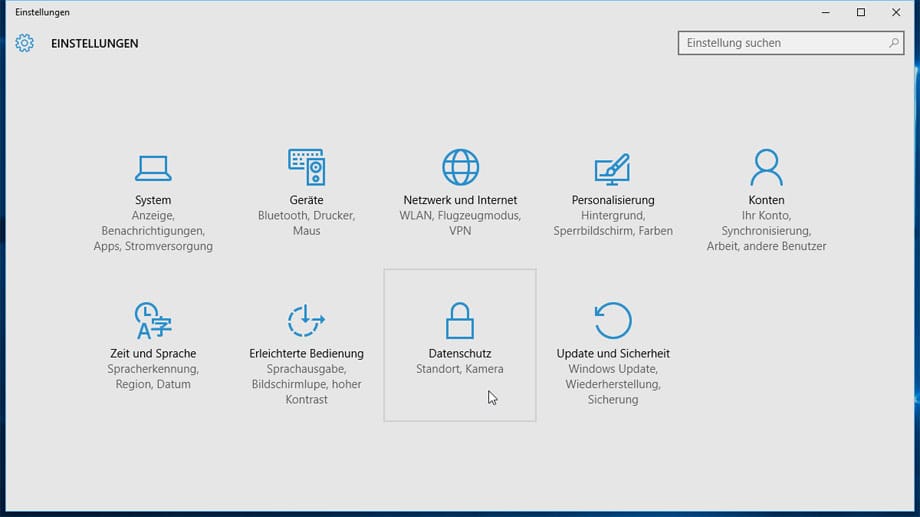 Datenschutz-Optionen in Windows 10