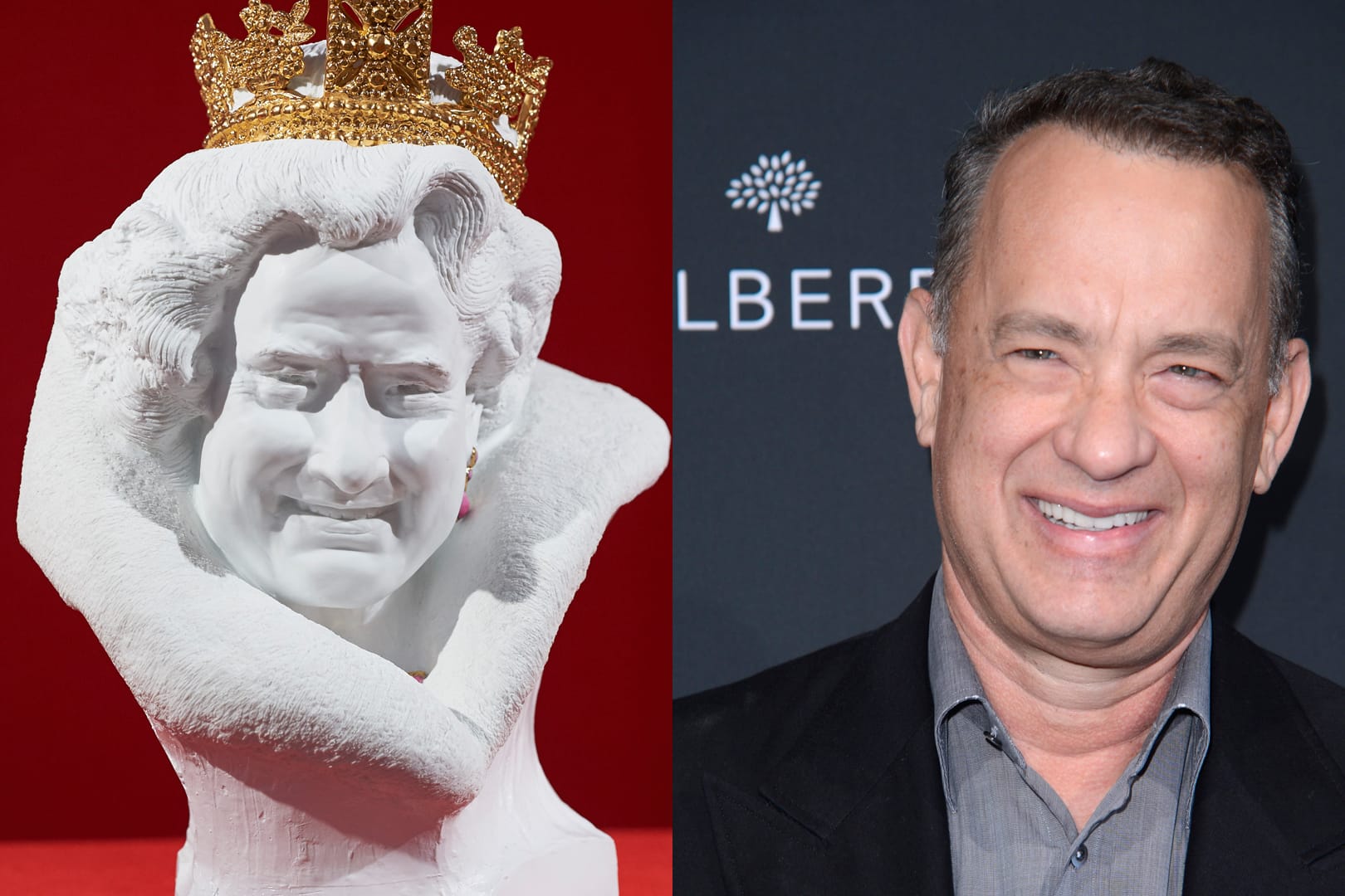 Die neue Porzellanbüste von Königin Elizabeth II. sieht Schauspieler Tom Hanks sehr ähnlich.