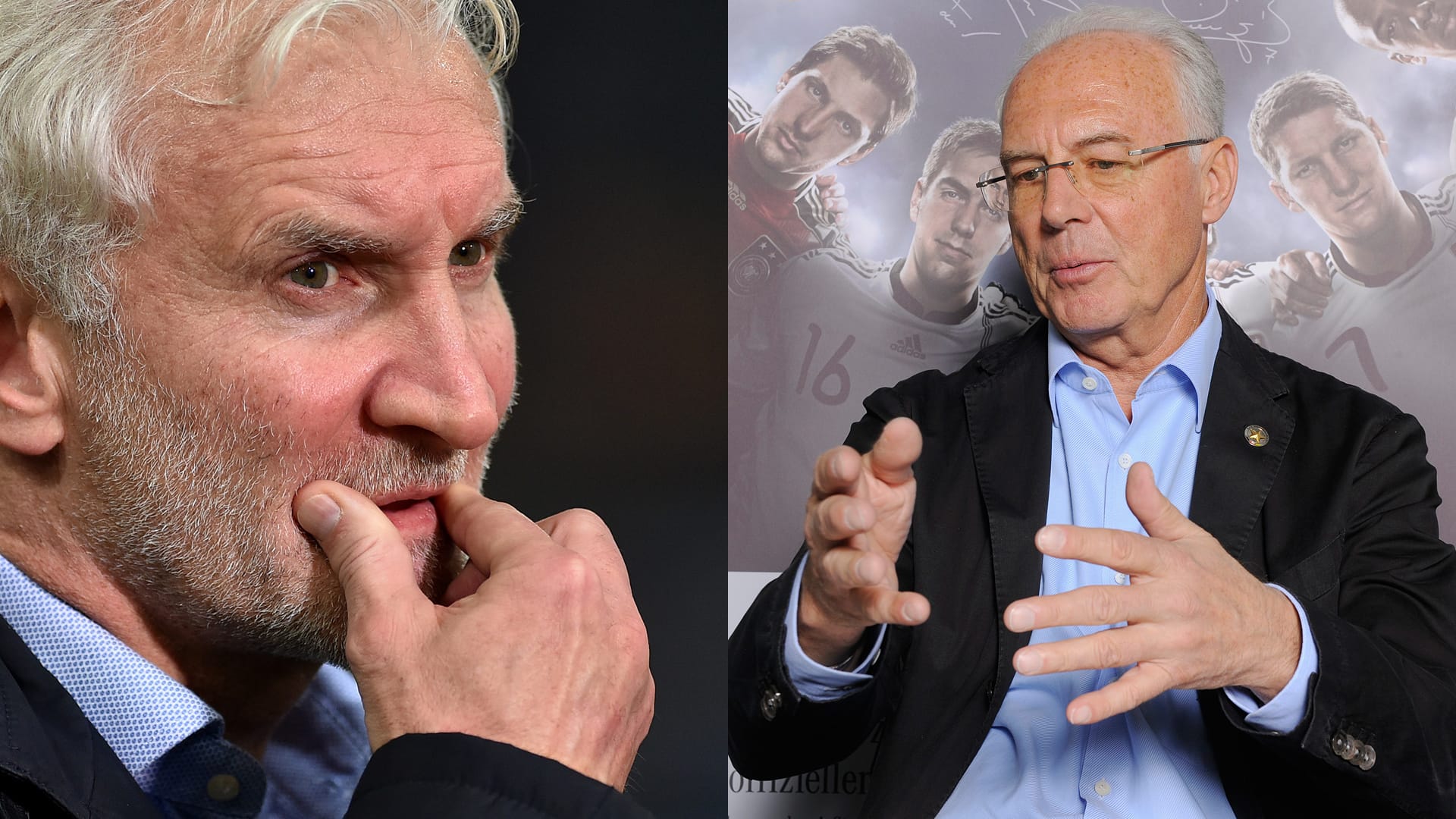 Nicht nur Rudi Völler (links) hebt die Verdienste von Franz Beckenbauer für den deutschen Fußball hervor. Nicht nur Rudi Völler (links) hebt die Verdienste von Franz Beckenbauer für den deutschen Fußball hervor.