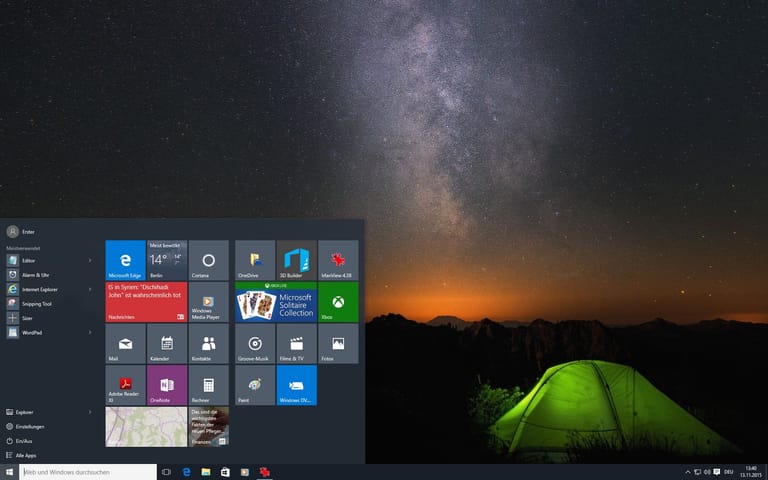 Im Startmenü haben nun auch sehr viel mehr Programme Platz. Vor dem Update auf Windows 10 1511 ist bei 512 Programmen Schluss. Nun können unter "Alle Apps" bis zu 2048 Anwendungen gelistet werden.