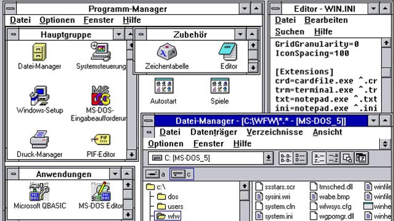 Desktop-Ansicht von Windows 3.1