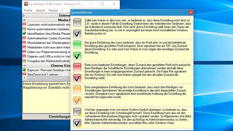 XP-Antispy Beta für Windows 10