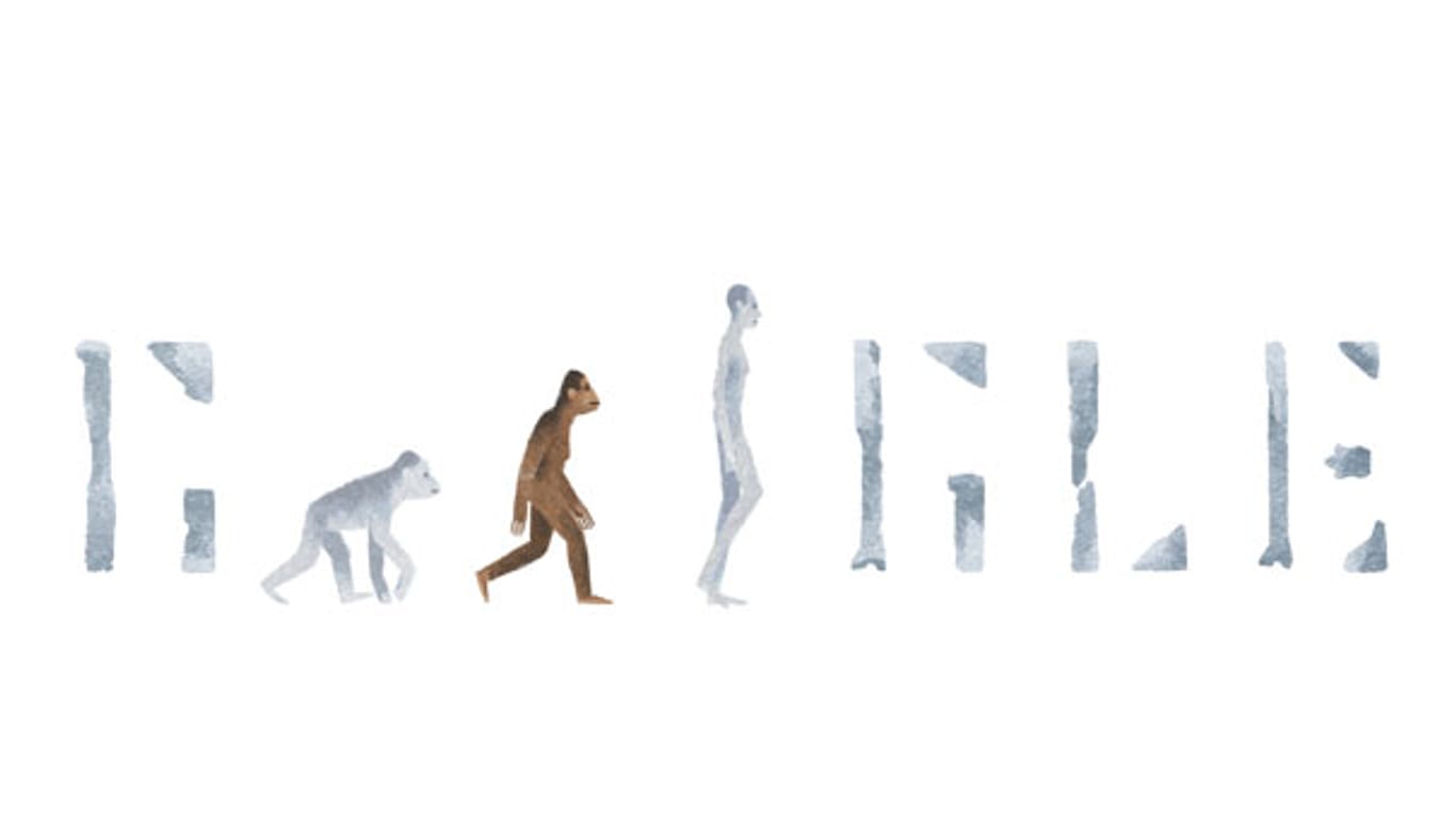 Das Google Doodle zum Australopithecus afarensis ist animiert.