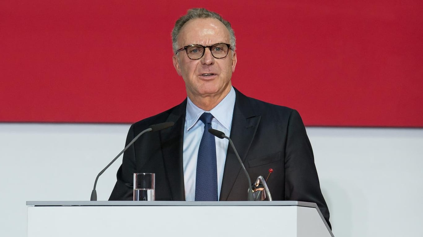 Karl-Heinz Rummenigge, Vorstandsvorsitzender des FC Bayern München, während der Jahreshauptversammlung des Klubs.