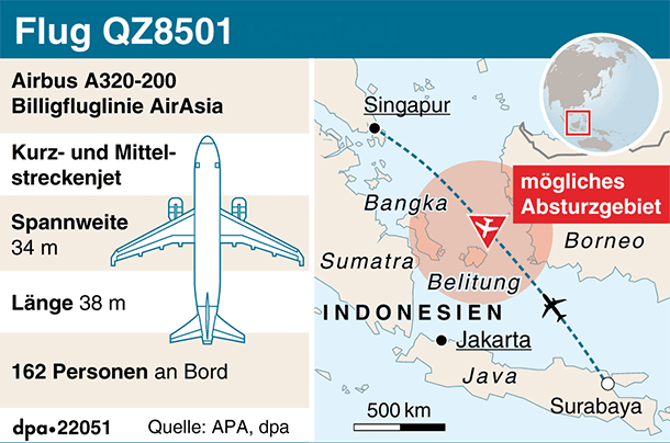 Flug QZ8501 stürzte im Dezember 2014 ab.