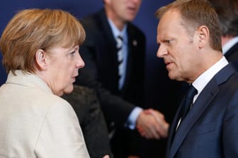 Kanzlerin Angela Merkel mit EU-Ratspräsident Donald Tusk.