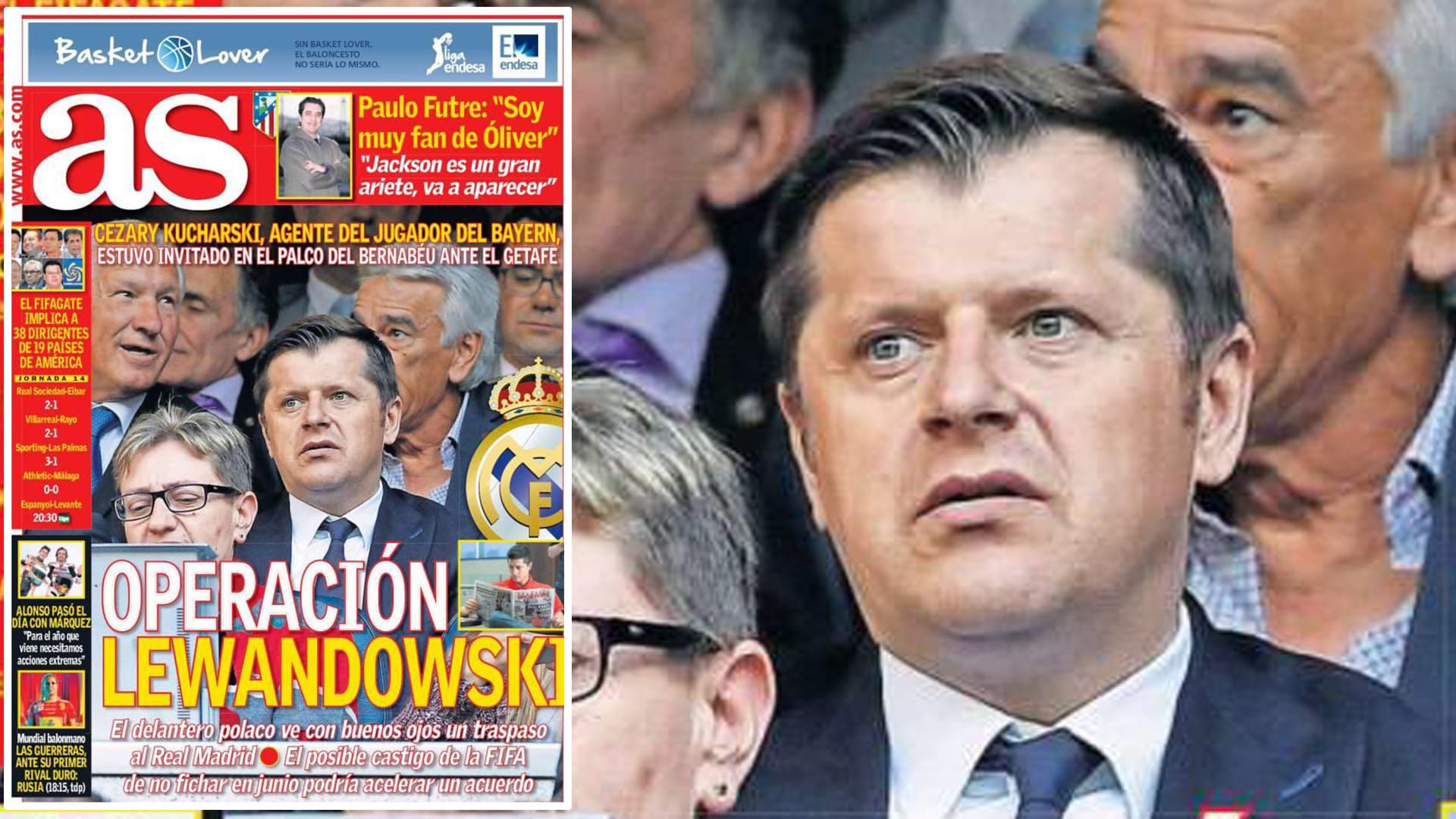 Die Titelseite der "AS": Cezary Kucharski zu Besuch bei Real Madrid.