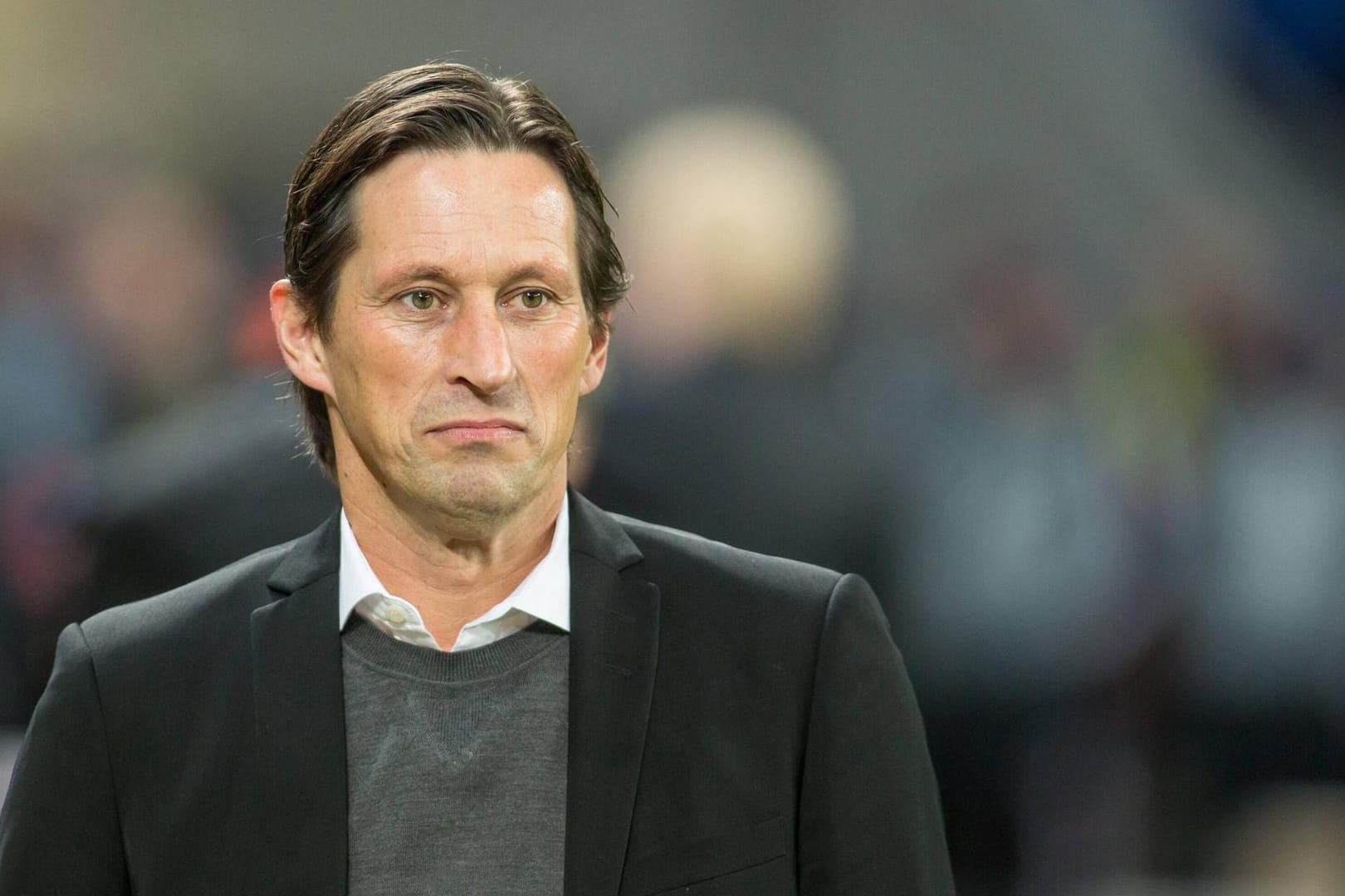Leverkusens Trainer Roger Schmidt war nach der Partie gegen Barcelona sichtlich angefressen.