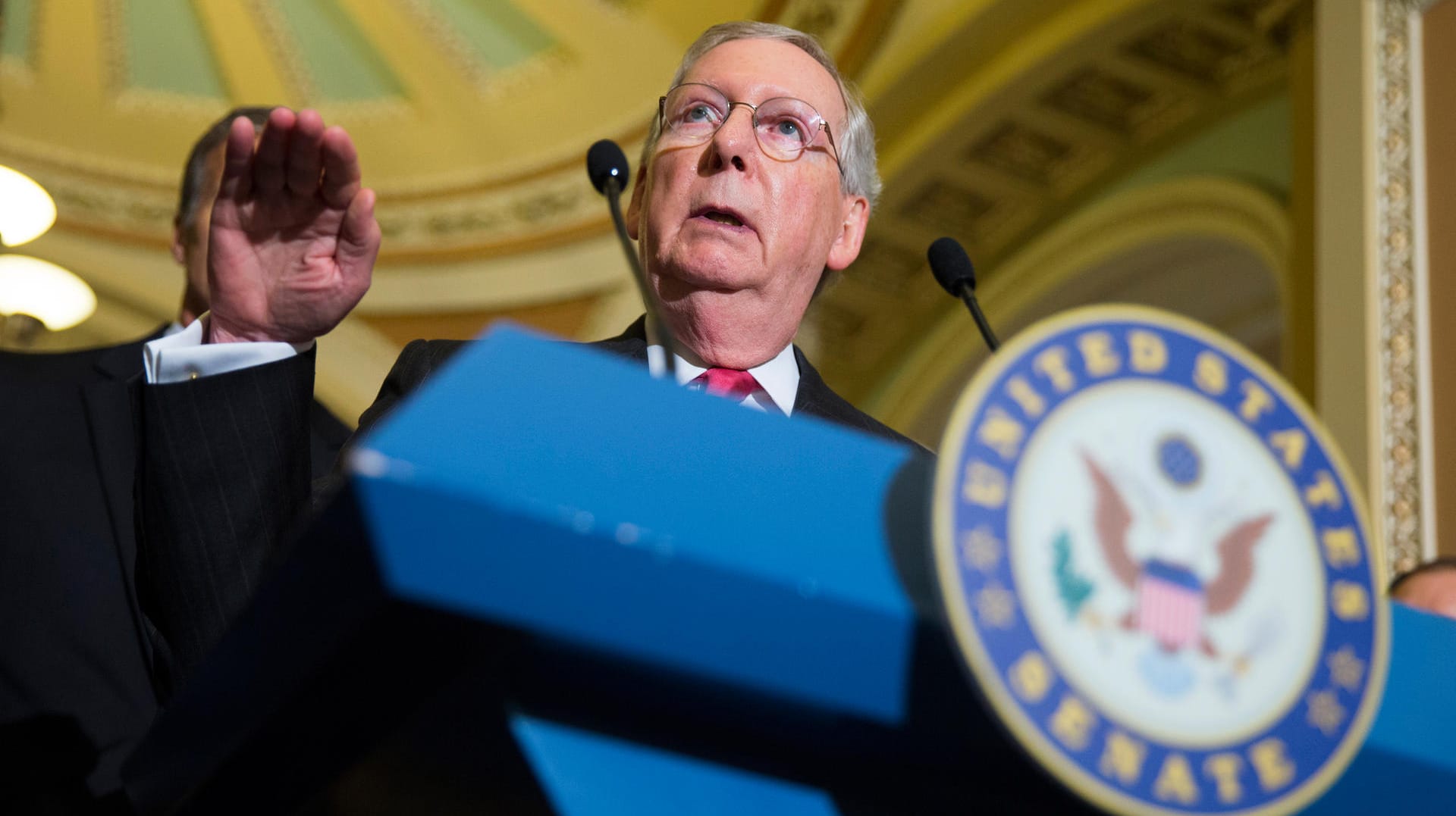 Nicht mit uns: Mehrheitsführer im US-Senat Mitch McConnell wettert gegen das neue Klimaabkommen.