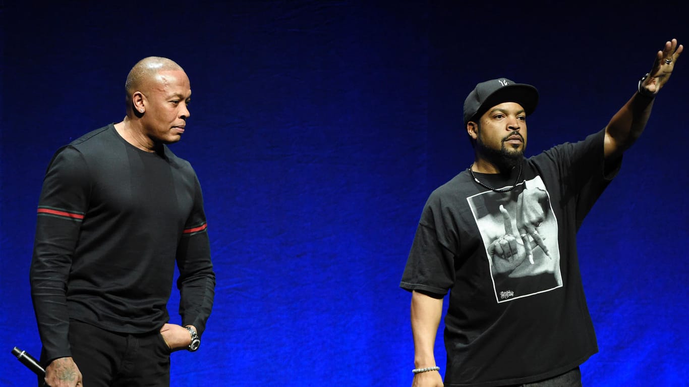Die N.W.A.-Gründungsmitglieder Dr. Dre (l.) und Ice Cube (r.).