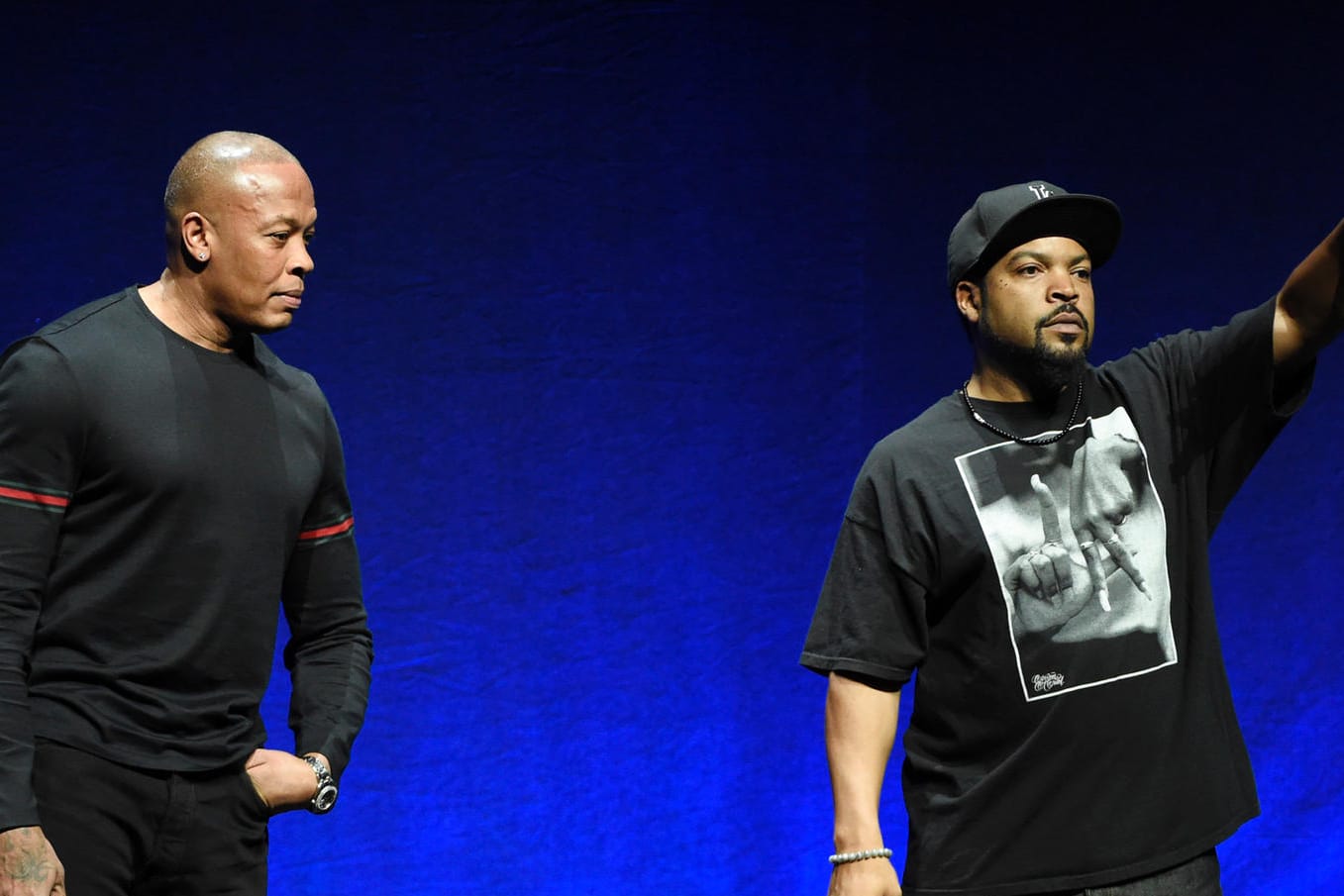 Die N.W.A.-Gründungsmitglieder Dr. Dre (l.) und Ice Cube (r.).